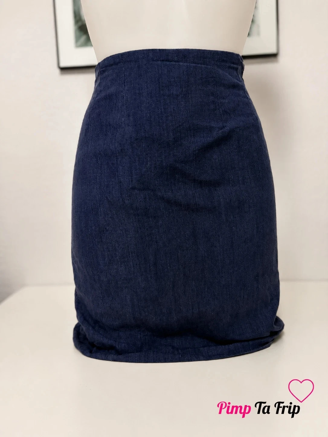 🌸 Jupe droite en lin bleu marine Clémentucci Paris – Taille 36 – Fabriquée en France